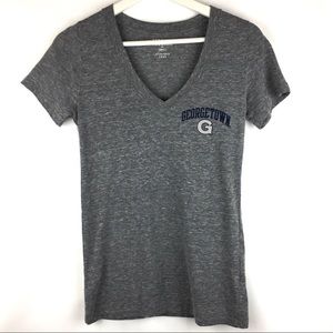 Georgetown University Fitted Grey V-Neck Tee Small